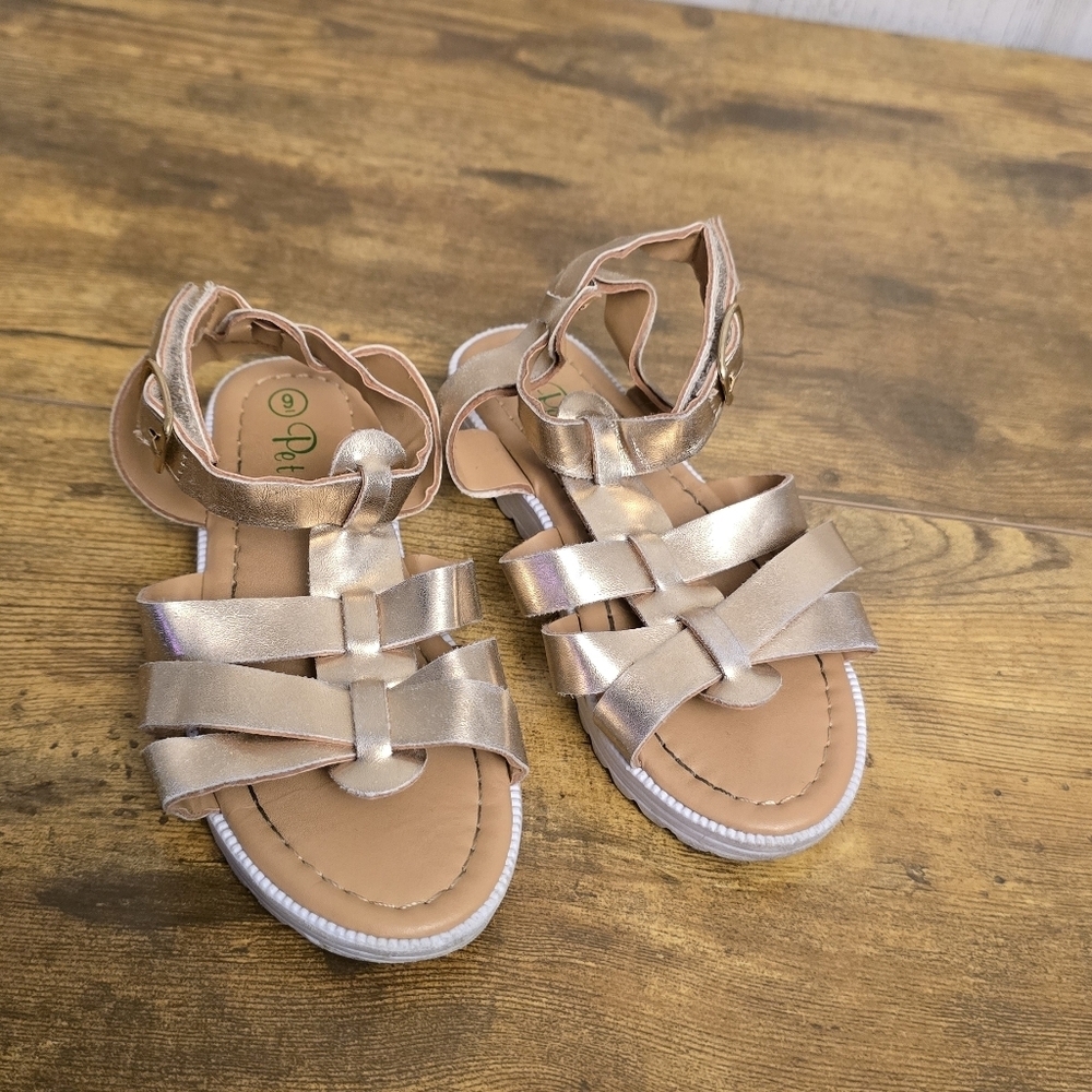 Petalia Rose Gold Toddler Girls Strappy Sandals Size 9
